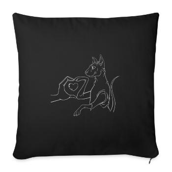 Line Art Sphynx chat canadien glabre - Housse de coussin décorative 45 x 45 cm - noir - Devant