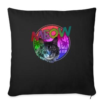 Cat Retro Funny Gift - Sofa pillowcase 17,3'' x 17,3'' (45 x 45 cm) - black - Front