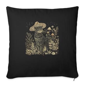 Cat Cottagecore Mushroom Gift - Sofa pillowcase 17,3'' x 17,3'' (45 x 45 cm) - black - Front
