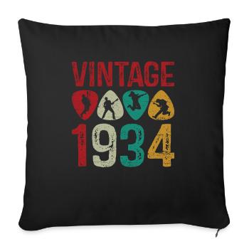 Vintage 1934 Guitar Pick joueur de guitare - Housse de coussin décorative 45 x 45 cm - noir - Devant