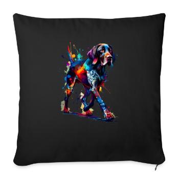 Splash Art coloré allemand chien d’arrêt à poil court - Housse de coussin décorative 45 x 45 cm - noir - Devant