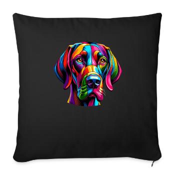 Chien d’arrêt allemand à poil court Pop Art coloré - Housse de coussin décorative 45 x 45 cm - noir - Devant