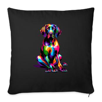 Chien d’arrêt allemand à poil court Pop Art coloré - Housse de coussin décorative 45 x 45 cm - noir - Devant