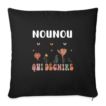 Nanny Zerreißt Boho-Blumen - Sofakissenbezug 45 x 45 cm - Schwarz - Vorne