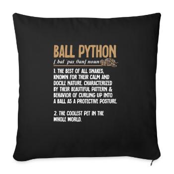 Ball Python Schlange Königspython - Sofakissenbezug 45 x 45 cm - Schwarz - Vorne