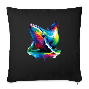 Bunte Splash Art Buckelwal Buckelwale - Sofakissenbezug 45 x 45 cm - Schwarz - Vorne