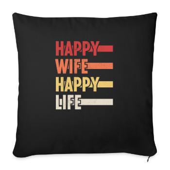 Femme Heureuse Vie Heureuse - Housse de coussin décorative 45 x 45 cm - noir - Devant