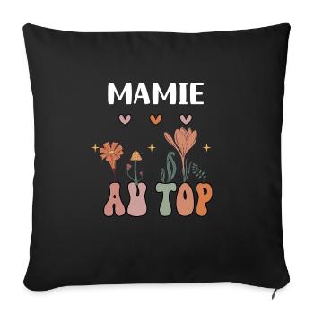 Granny at the top bohemian flowers grandma - Sofa pillowcase 17,3'' x 17,3'' (45 x 45 cm) - black - Front
