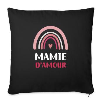 mamie d'amour arc-en-ciel grand-mère - Housse de coussin décorative 45 x 45 cm - noir - Devant