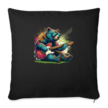 Splash Art Bear Playing Electric Guitar Guitars - Sofa pillowcase 17,3'' x 17,3'' (45 x 45 cm) - black - Front