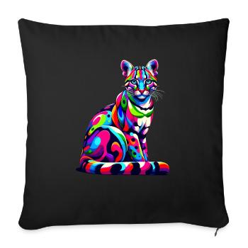 Colorful Pop Art Ocelot Ocelots Dwarf Leopard - Sofa pillowcase 17,3'' x 17,3'' (45 x 45 cm) - black - Front