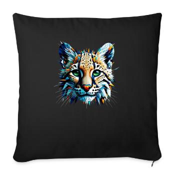 Polygon Art Ocelot Ocelots Dwarf Leopard - Sofa pillowcase 17,3'' x 17,3'' (45 x 45 cm) - black - Front