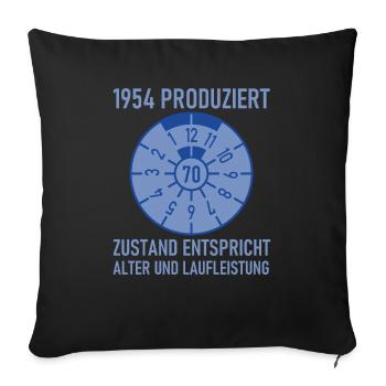 HU Zustand entspricht Alter und Laufleistung Auto - Sofakissenbezug 45 x 45 cm - Schwarz - Vorne