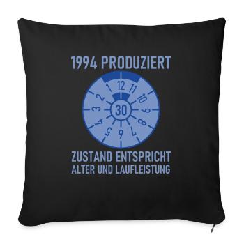 HU Zustand entspricht Alter und Laufleistung Auto - Sofakissenbezug 45 x 45 cm - Schwarz - Vorne