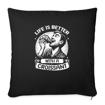 Croissant France Food Foodie French Breakfast - Sofa pillowcase 17,3'' x 17,3'' (45 x 45 cm) - black - Front