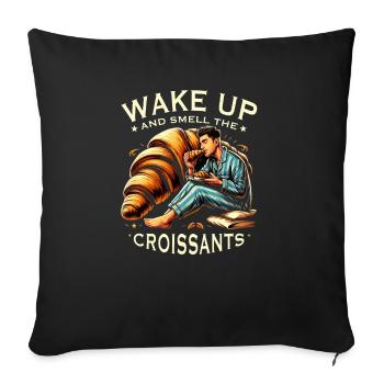 Croissant France Food Foodie French Breakfast - Sofa pillowcase 17,3'' x 17,3'' (45 x 45 cm) - black - Front