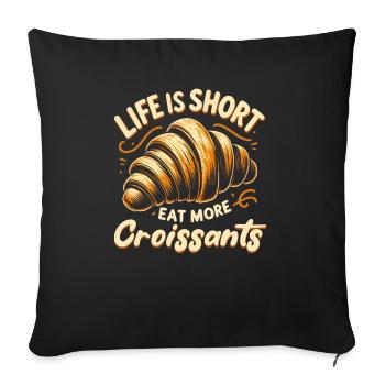 Croissant France Food Foodie Petit-déjeuner français - Housse de coussin décorative 45 x 45 cm - noir - Devant