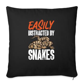 Ball Python Schlange Königspython - Sofakissenbezug 45 x 45 cm - Schwarz - Vorne