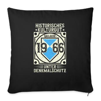 Built in 1966 Born, born in 1966 - Sofa pillowcase 17,3'' x 17,3'' (45 x 45 cm) - black - Front