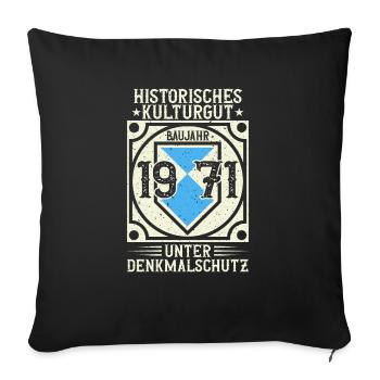 Baujahr 1971 Geboren, Geburtstag Jahrgang 1971 - Sofakissenbezug 45 x 45 cm - Schwarz - Vorne