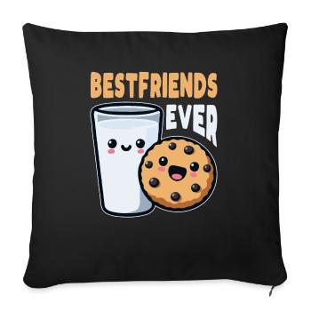 Milk And Cookies Bestfriends Ever Funny Morning - Sofa pillowcase 17,3'' x 17,3'' (45 x 45 cm) - black - Front