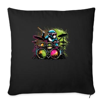 Monkey Playing Drums Drum Drummer Drumming - Sofa pillowcase 17,3'' x 17,3'' (45 x 45 cm) - black - Front