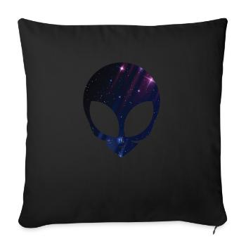 Alien Head Starry Night Sky T-shirt Espace cosmique - Housse de coussin décorative 45 x 45 cm - noir - Devant