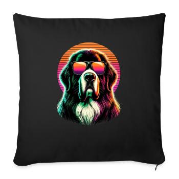 Retro Sunset Sunglasses Newfoundland Dog Newfie - Sofa pillowcase 17,3'' x 17,3'' (45 x 45 cm) - black - Front