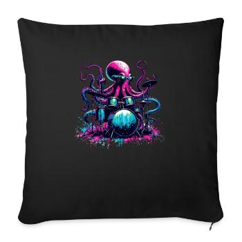 Octopus Playing Drums Drum Drummer Drumming - Sofa pillowcase 17,3'' x 17,3'' (45 x 45 cm) - black - Front