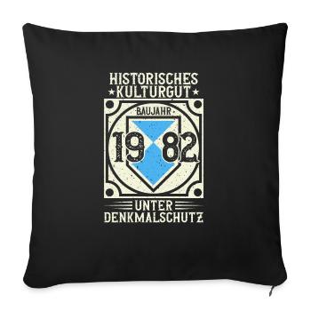 Built in 1982 Born, born in 1982 - Sofa pillowcase 17,3'' x 17,3'' (45 x 45 cm) - black - Front