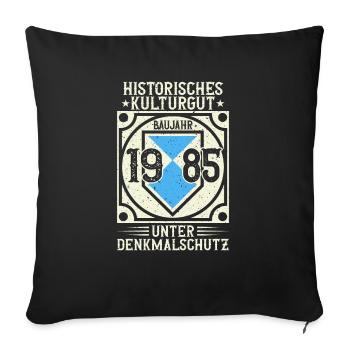 Né en 1985, né en 1985, né en 1985 - Housse de coussin décorative 45 x 45 cm - noir - Devant