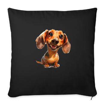 Funny dachshund walk T for dog owners dogs - Sofa pillowcase 17,3'' x 17,3'' (45 x 45 cm) - black - Front