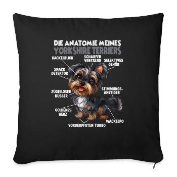 Yorkshire Terrier Dog Owner T Terrier Anatomy Walk - Sofa pillowcase 17,3'' x 17,3'' (45 x 45 cm) - black - Front