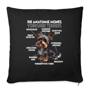 Drôle Yorkshire Terrier Propriétaire de chien T Terrier - Housse de coussin décorative 45 x 45 cm - noir - Devant