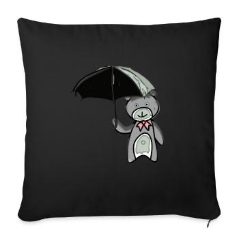 Teddy bear with umbrella - Sofa pillowcase 17,3'' x 17,3'' (45 x 45 cm) - black - Front