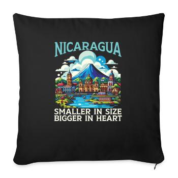 J’aime le Nicaragua Drapeau nicaraguayen Fierté nicaraguayenne - Housse de coussin décorative 45 x 45 cm - noir - Devant