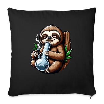 Faultier mit Bong Hanf Cannabis - Sofakissenbezug 45 x 45 cm - Schwarz - Vorne