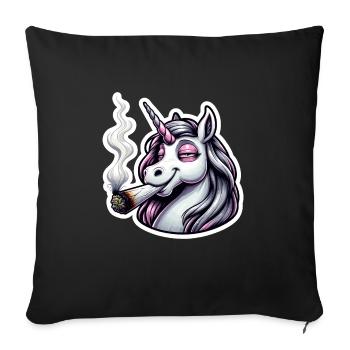 Unicorn with Joint Hemp Cannabis - Sofa pillowcase 17,3'' x 17,3'' (45 x 45 cm) - black - Front
