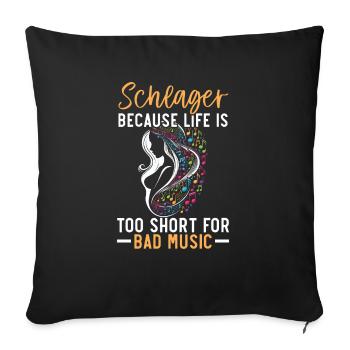 Chanteur allemand Schlager Mélomane d’Allemagne - Housse de coussin décorative 45 x 45 cm - noir - Devant
