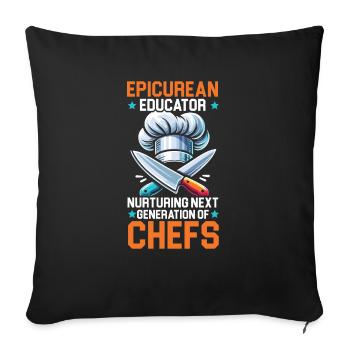 Arts culinaires Professeur Cuisine Chef cuisinier Cuisine - Housse de coussin décorative 45 x 45 cm - noir - Devant