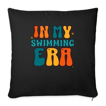À l’époque de la natation - Swim Swimmer Swimming Pool - Housse de coussin décorative 45 x 45 cm - noir - Devant