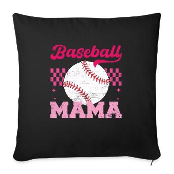 Baseball Mama Maman en détresse pour la fête des mères - Housse de coussin décorative 45 x 45 cm - noir - Devant