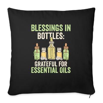 Blessings in Bottles: Grateful for Essential Oils - Sofa pillowcase 17,3'' x 17,3'' (45 x 45 cm) - black - Front