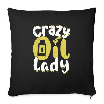 Crazy Oil Lady Essential Oil Natural Healing - Sofa pillowcase 17,3'' x 17,3'' (45 x 45 cm) - black - Front