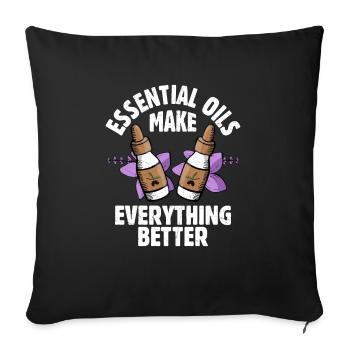 Essential Oils Make Everything Better Natural Heal - Sofa pillowcase 17,3'' x 17,3'' (45 x 45 cm) - black - Front