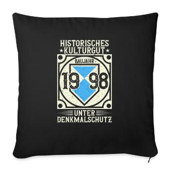 Baujahr 1998 Geboren, Geburtstag Jahrgang 1998 - Sofakissenbezug 45 x 45 cm - Schwarz - Vorne
