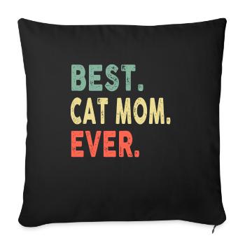 Meilleure maman de chat jamais cool maman drôle vintage - Housse de coussin décorative 45 x 45 cm - noir - Devant