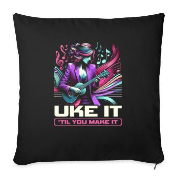 Ukulélé Professeur Instrument Ukulélé Joueur Uke - Housse de coussin décorative 45 x 45 cm - noir - Devant