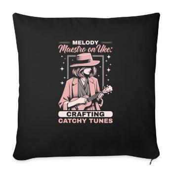 Ukulélé Professeur Instrument Ukulélé Joueur Uke - Housse de coussin décorative 45 x 45 cm - noir - Devant