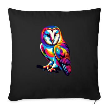 Colorful Pop Art Barn Owl Owls - Sofa pillowcase 17,3'' x 17,3'' (45 x 45 cm) - black - Front